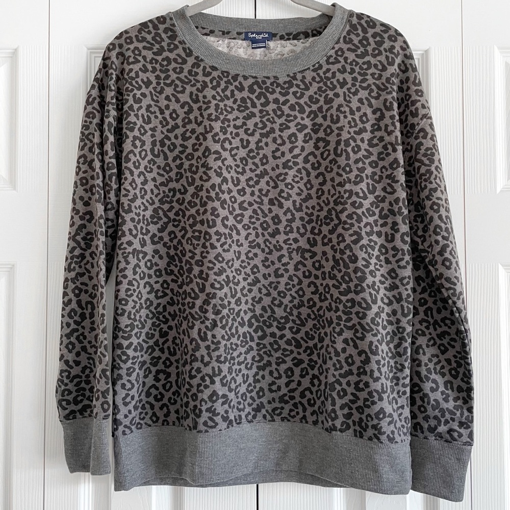 Splendid | Charcoal Heather Leopard Crew Neck